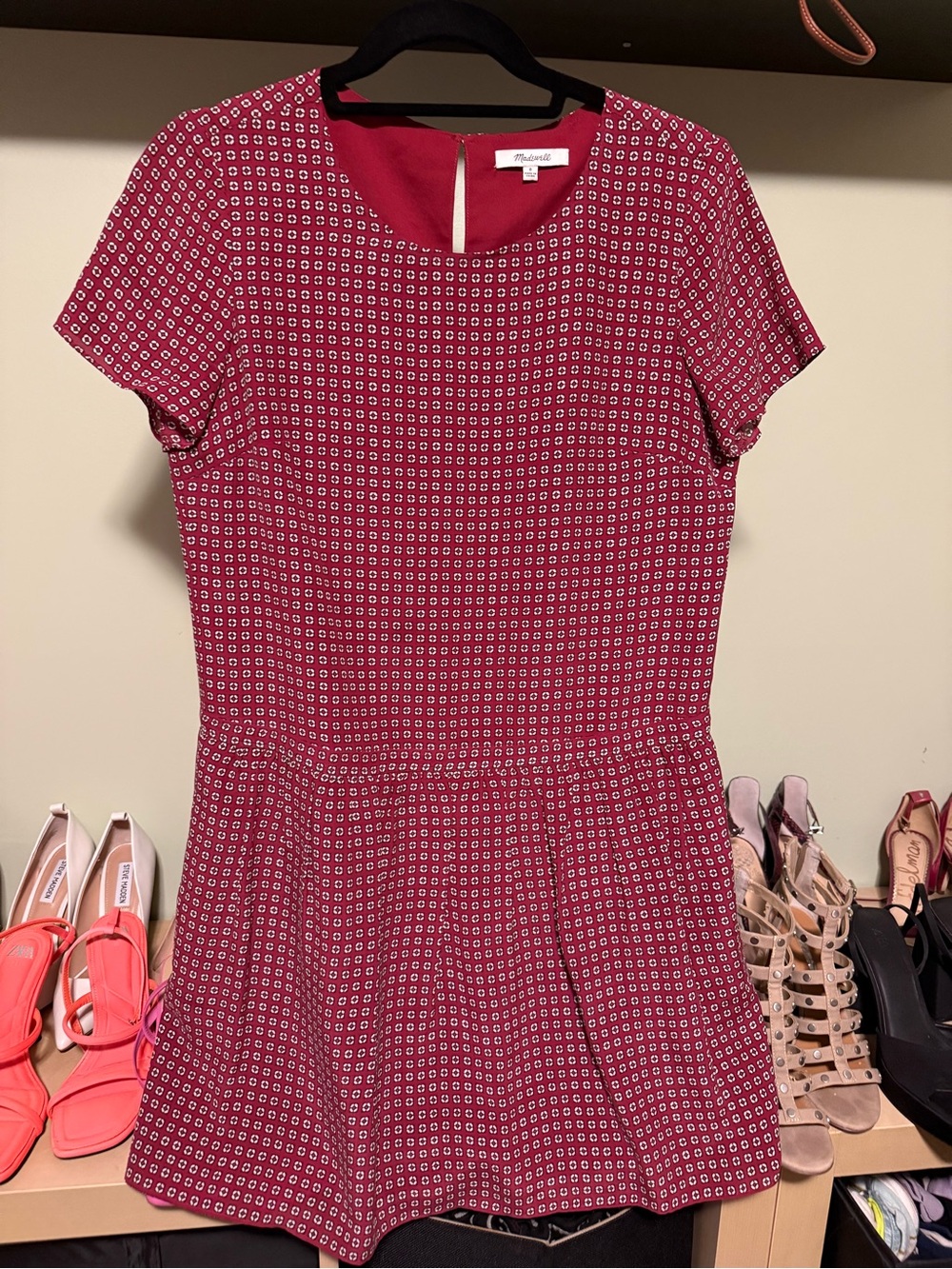 Madewell Raspberry Pink Short Sleeve Patterned Dress